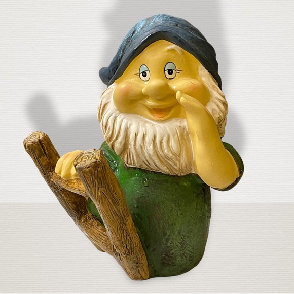 Vtg Dwarf with Ladder and Blue Hat Garden Gnome Statue Lawn Ornament Patio Décor - Picture 7 of 13